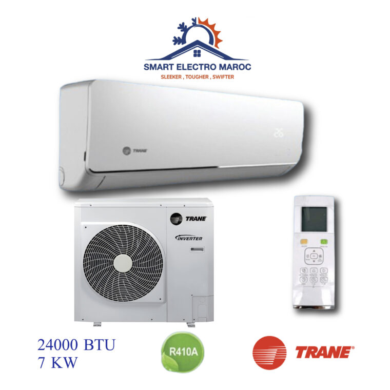 Climatiseur Trane 24000 BTU Inverter, puissant et respectueux de l’environnement, avec technologie avancée pour un confort optimal.