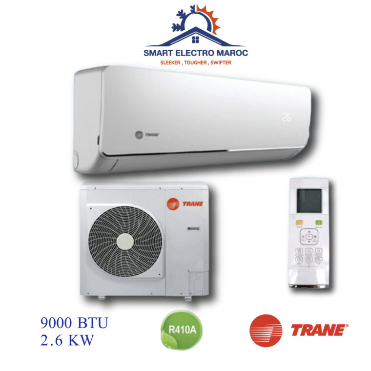 Climatiseur Trane 9000 BTU R410 avec gaz réfrigérant respectueux de l’environnement.