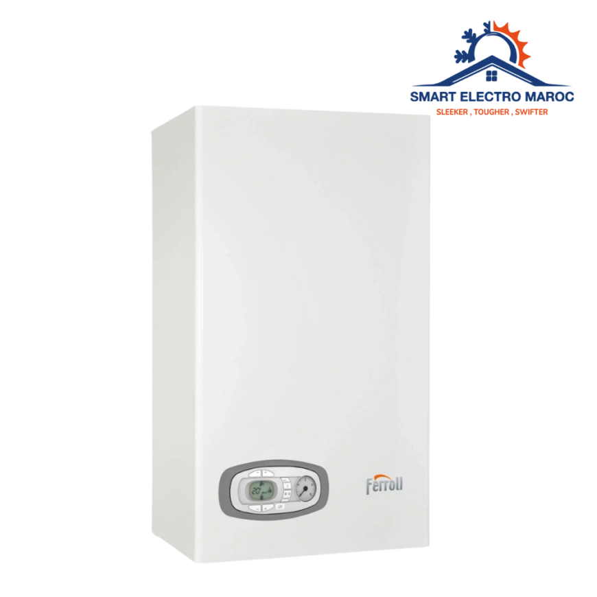 Chaudière à gaz FERROLI DIVATECH 24 kW, solution de chauffage performante avec livraison gratuite et installation en option au Maroc.