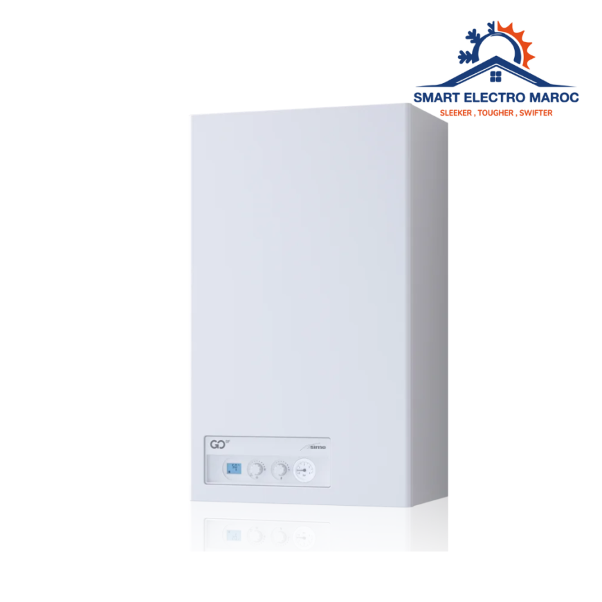 Chaudière à gaz SIM GO 30 kW BF, chauffe rapide et sécurisée, avec installation en option et livraison gratuite au Maroc.