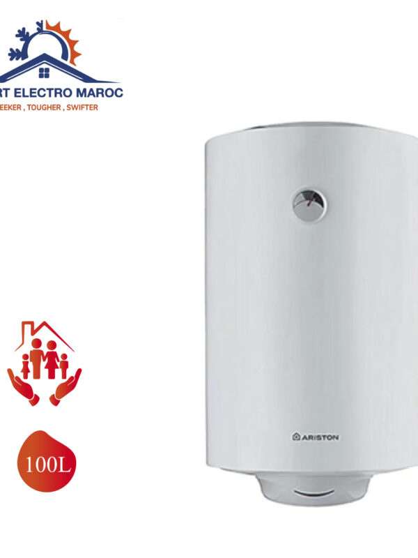 Chauffe-eau Électrique Ariston 100 L, adapté pour foyers nombreux, avec installation en option et livraison gratuite au Maroc.