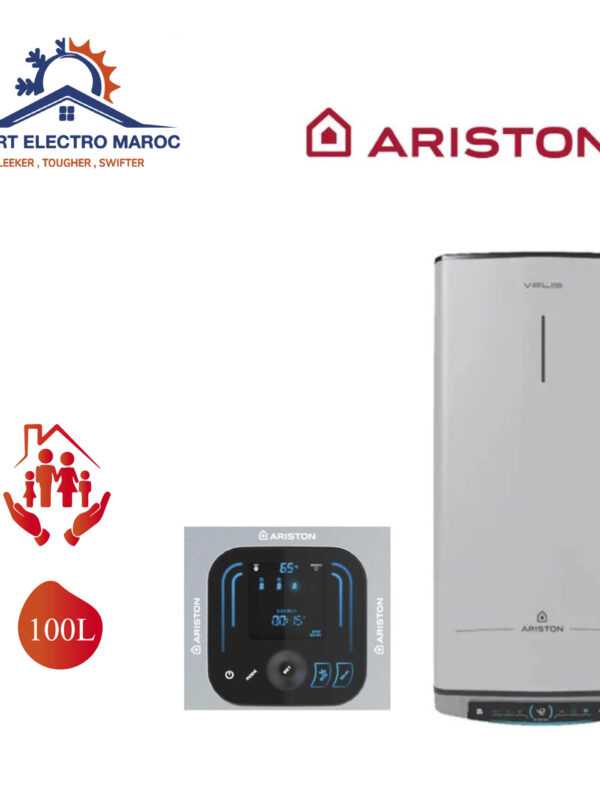 Chauffe-eau Électrique Ariston 100 L Velis Evo Wifi, connecté et économique, avec installation en option et livraison gratuite au Maroc.