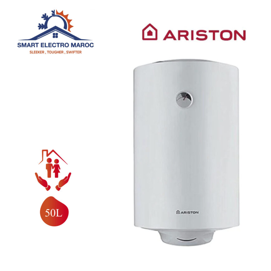 Chauffe-eau Électrique Ariston 50 L, adapté pour petits foyers, avec installation en option et livraison gratuite au Maroc.