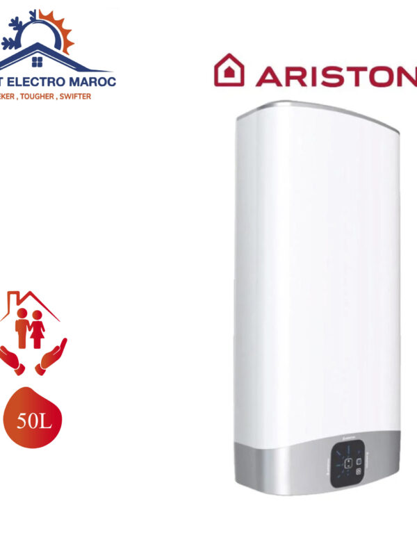 Chauffe-eau Électrique Ariston 50 L Velis Evo, design moderne et économique, avec installation en option et livraison gratuite au Maroc.