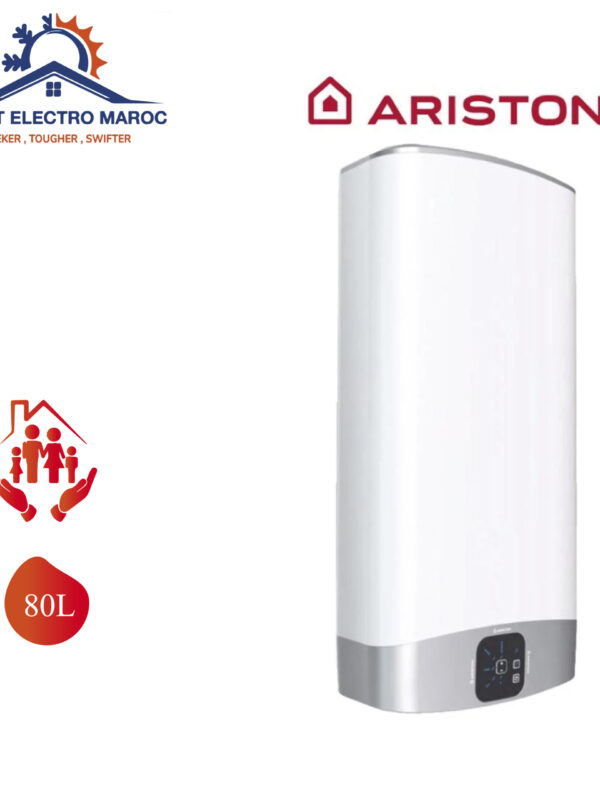 Chauffe-eau Électrique Ariston 80 L Velis Evo, performant et compact, avec installation en option et livraison gratuite au Maroc.