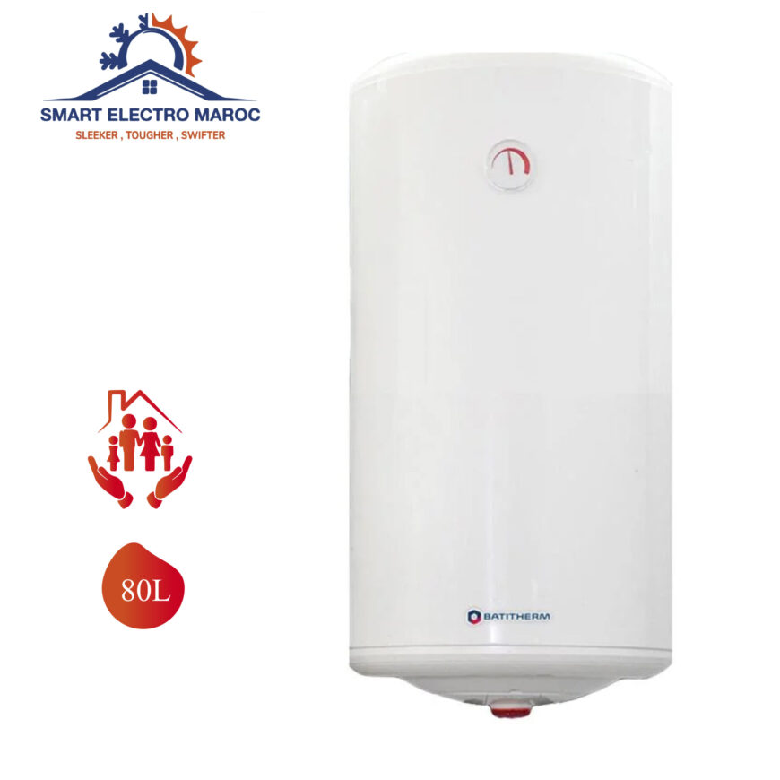 Chauffe-eau Électrique Batitherm 80 L, performant et économique, avec installation en option et livraison gratuite au Maroc.