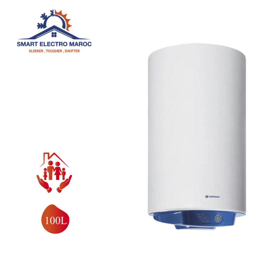 Chauffe-eau Électrique Chaffoteaux 100 L REC, adapté pour foyers nombreux, avec installation en option et livraison gratuite au Maroc.