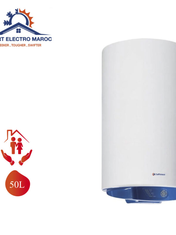 Chauffe-eau Électrique Chaffoteaux 50 L REC, adapté pour foyers de taille moyenne, avec installation en option et livraison gratuite au Maroc.