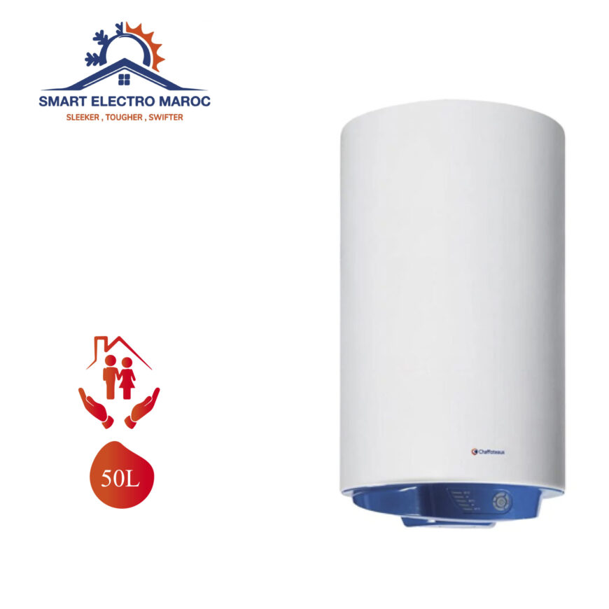 Chauffe-eau Électrique Chaffoteaux 50 L REC, adapté pour foyers de taille moyenne, avec installation en option et livraison gratuite au Maroc.