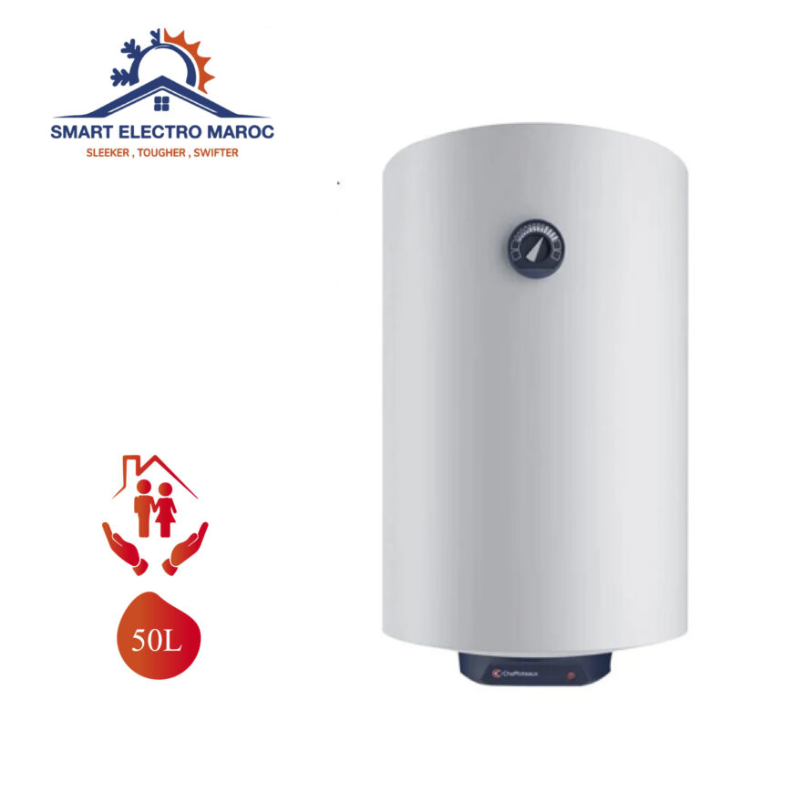 Chauffe-eau Électrique Chaffoteaux 50 L, adapté pour foyers de petite taille, avec installation en option et livraison gratuite au Maroc.