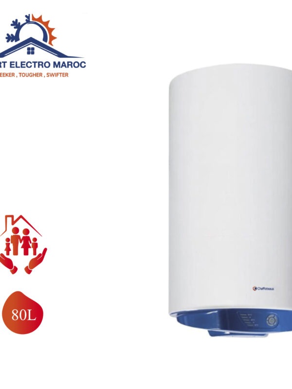 Chauffe-eau Électrique Chaffoteaux 80 L REC, adapté pour foyers et petits commerces, avec installation en option et livraison gratuite au Maroc.