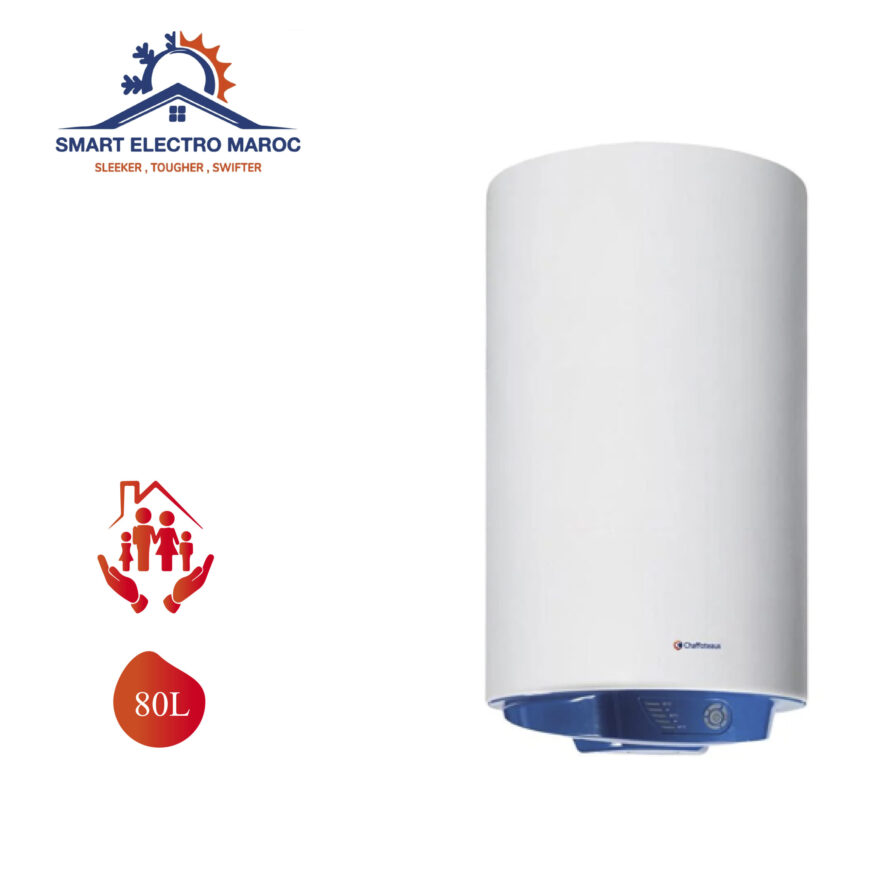 Chauffe-eau Électrique Chaffoteaux 80 L REC, adapté pour foyers et petits commerces, avec installation en option et livraison gratuite au Maroc.