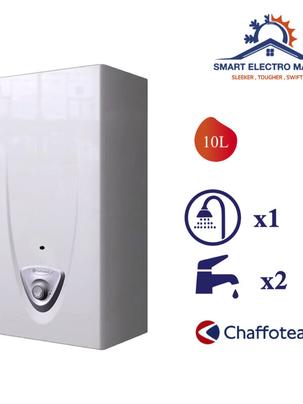 Chauffe-eau à gaz Chaffoteaux Fluendo 10L – Allumage automatique et faible consommation.