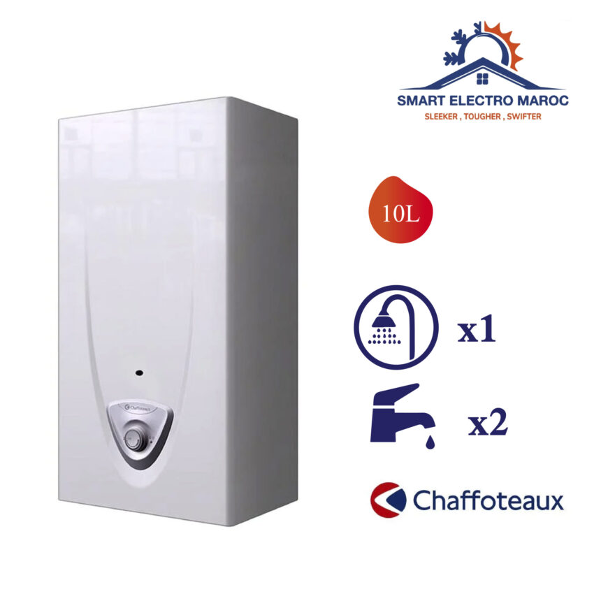 Chauffe-eau à gaz Chaffoteaux Fluendo 10L – Allumage automatique et faible consommation.