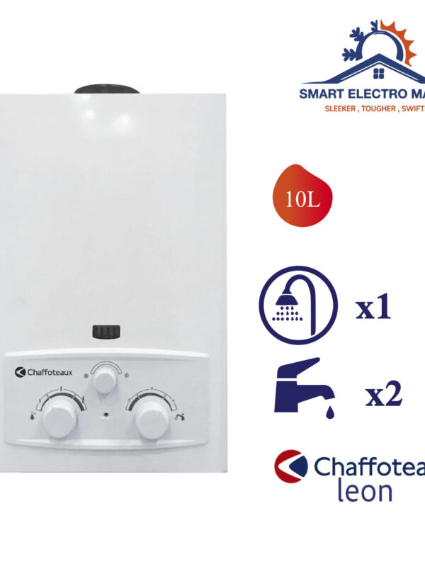 Chauffe-eau à gaz Chaffoteaux Léon 10L – Eau chaude instantanée et économies d’énergie.