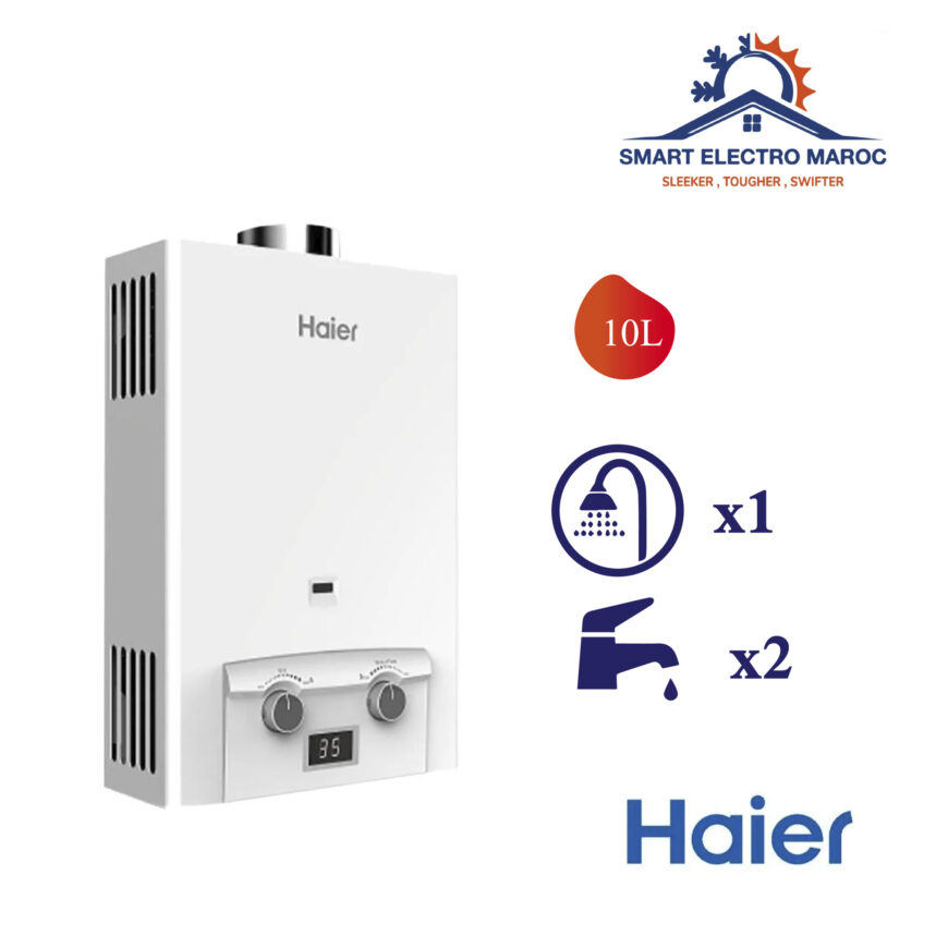 Chauffe-eau à gaz Haier 10L – Allumage automatique et économies d’énergie.