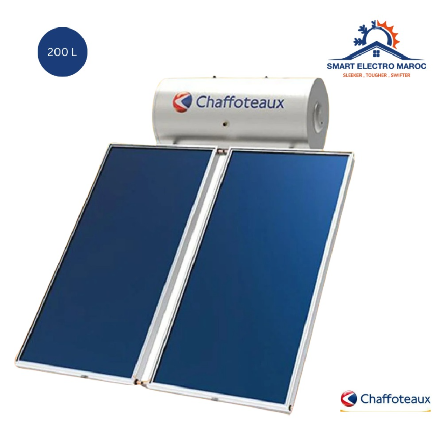 Chauffe-eau solaire Chaffoteaux 200 L, écologique et performant, avec installation en option et livraison gratuite au Maroc.