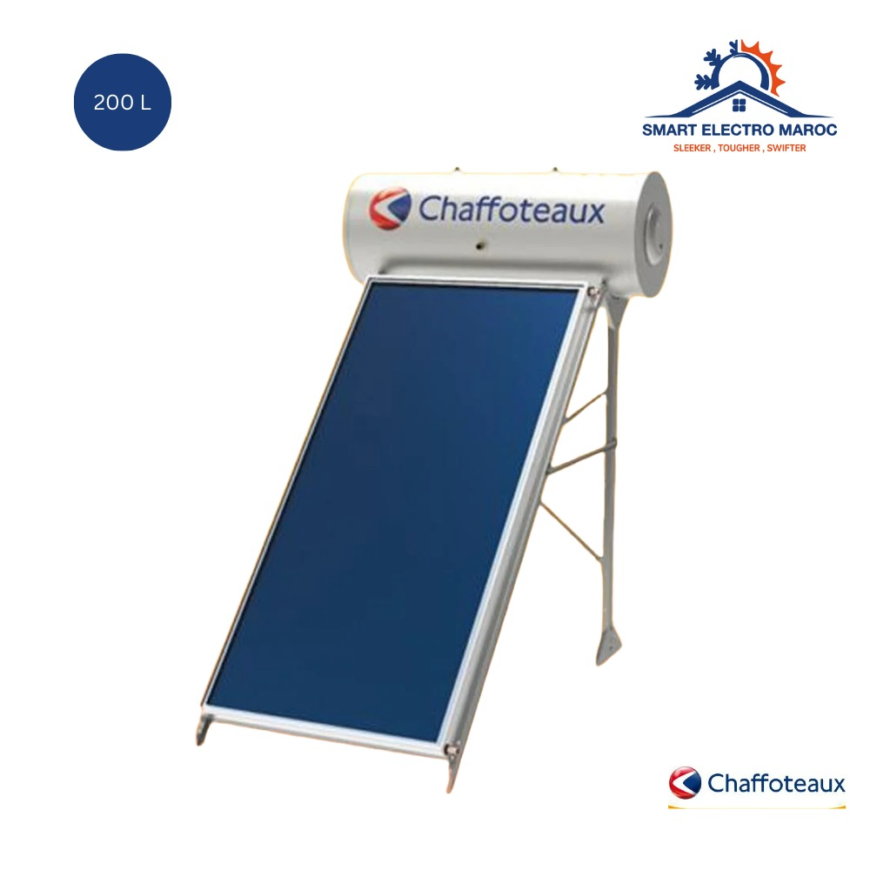 Chauffe-eau solaire Chaffoteaux 200 L, solution durable et économique, avec installation en option et livraison gratuite au Maroc.