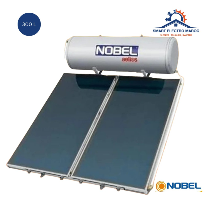 Chauffe-eau solaire Nobel 300 L, écologique et économique, avec installation en option et livraison gratuite au Maroc.