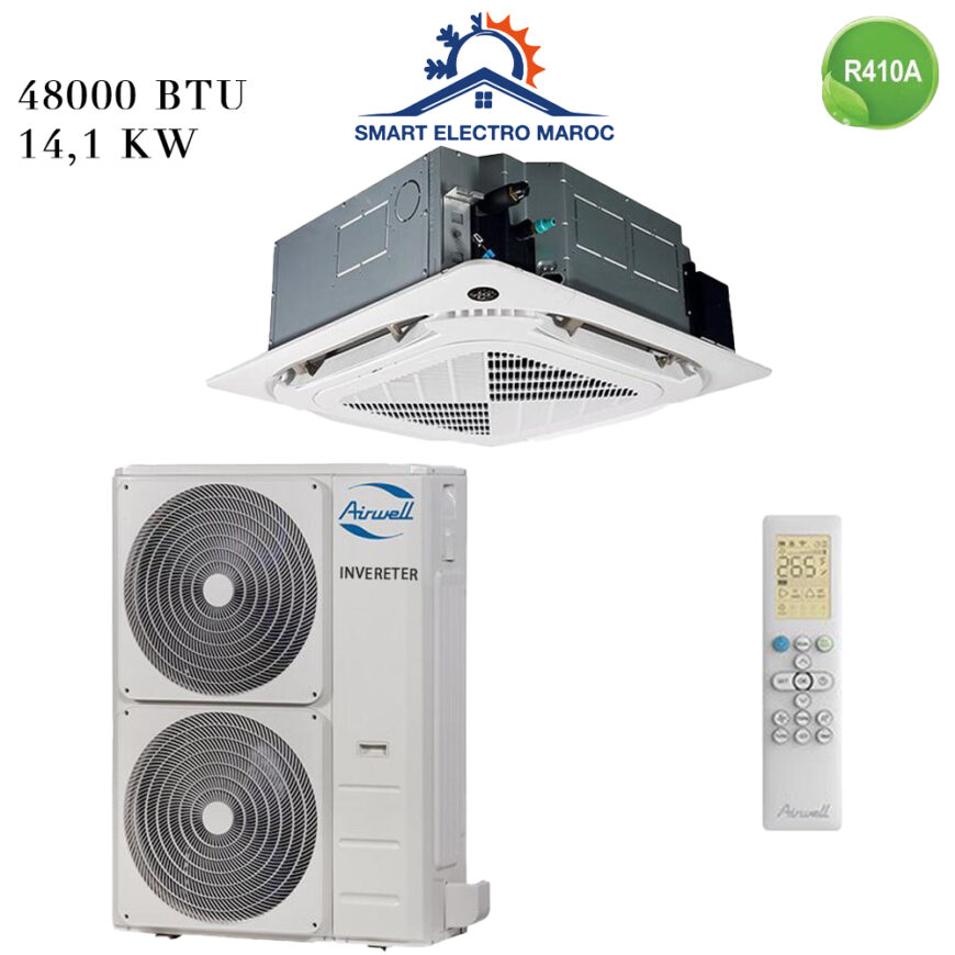 Climatiseur Cassette Airwell 48000 BTU Inverter pour un refroidissement puissant et économique.