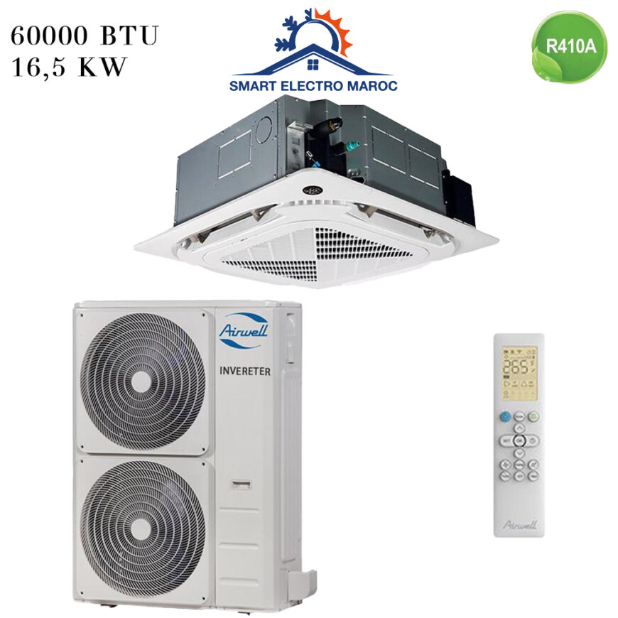 Climatiseur Cassette Airwell 60000 BTU Inverter, idéal pour un refroidissement puissant et économique.