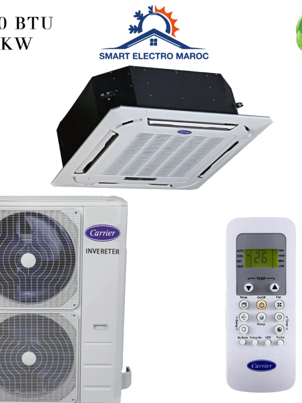 Climatiseur Cassette Carrier 60000 BTU Inverter 16.5 kW, puissance et efficacité pour les grands espaces.