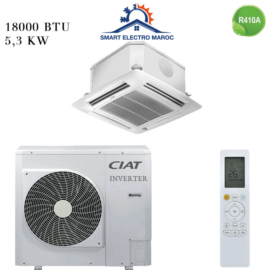Climatiseur Cassette Ciat 18000 BTU Inverter, une solution de climatisation encastrable et performante.