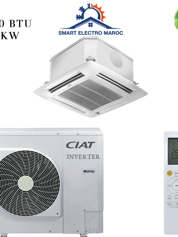 Climatiseur Cassette Ciat 36000 BTU Inverter, climatisation performante et homogène pour grands espaces.