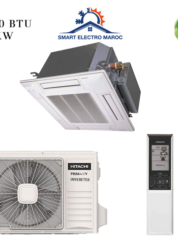 Climatiseur Cassette HITACHI 12000 BTU Inverter 3.5 kW, efficace et éco-énergétique.