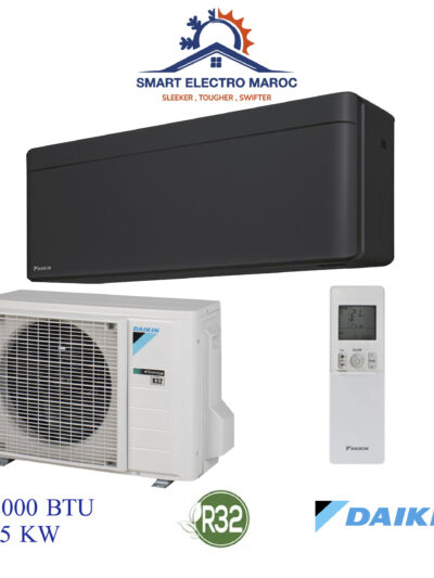 Climatiseur DAIKIN 12000 BTU Inverter Black, puissant et respectueux de l’environnement, avec haute performance et faible consommation.