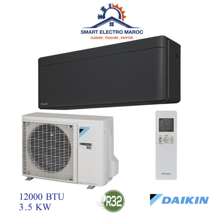 Climatiseur DAIKIN 12000 BTU Inverter Black, puissant et respectueux de l’environnement, avec haute performance et faible consommation.