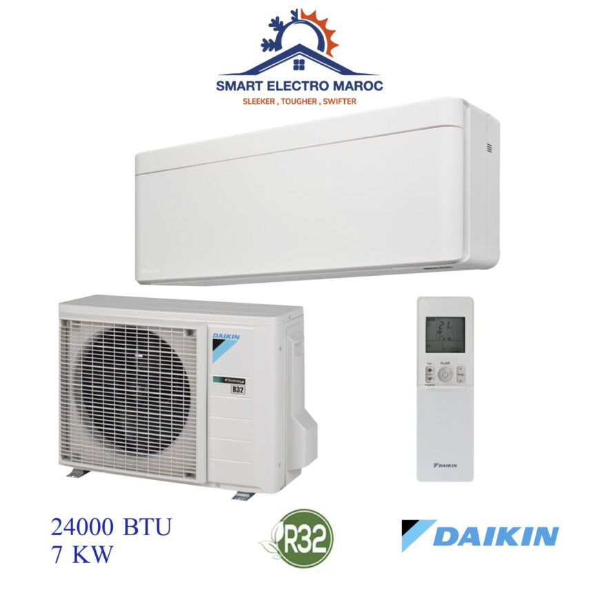Climatiseur DAIKIN 24000 BTU Inverter, performant, écologique et silencieux, avec une technologie Inverter et gaz réfrigérant R410.