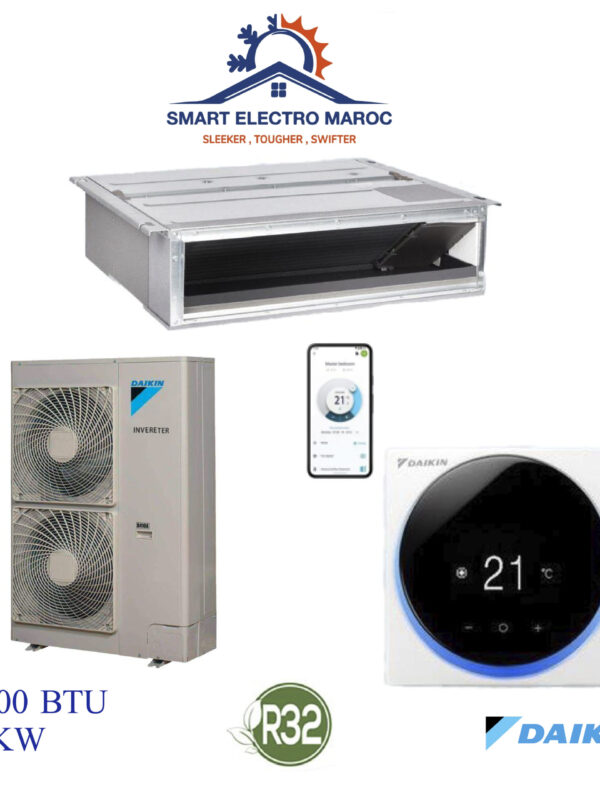 Climatiseur Gainable Daikin 48000 BTU Inverter 14 kW, puissant et économique, idéal pour grande surface.