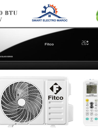 Climatiseur FITCO 24000 BTU Maxima Black Mirror, puissance et design moderne avec gaz R410.