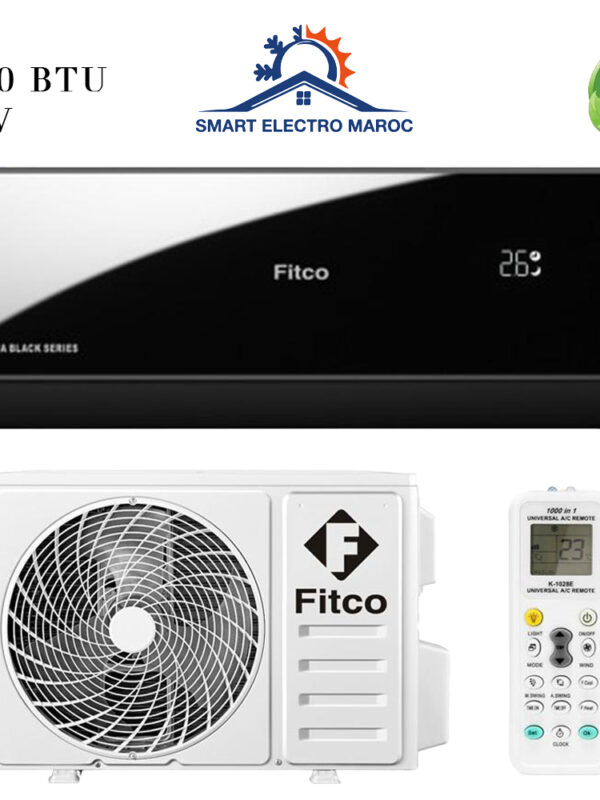 Climatiseur FITCO 24000 BTU Maxima Black Mirror, puissance et design moderne avec gaz R410.