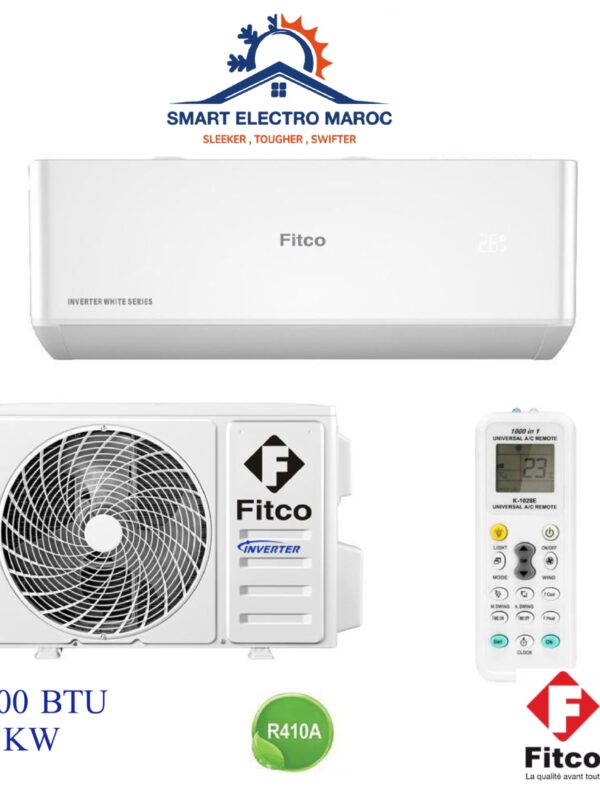 Climatiseur Fitco 12000 BTU Inverter, refroidissement performant et respectueux de l’environnement avec gaz R410.