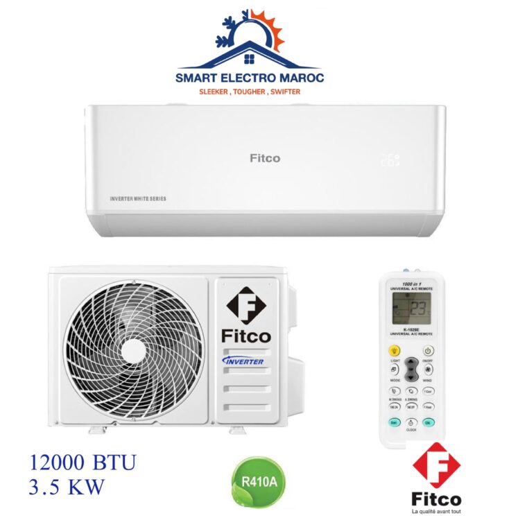 Climatiseur Fitco 12000 BTU Inverter, refroidissement performant et respectueux de l’environnement avec gaz R410.