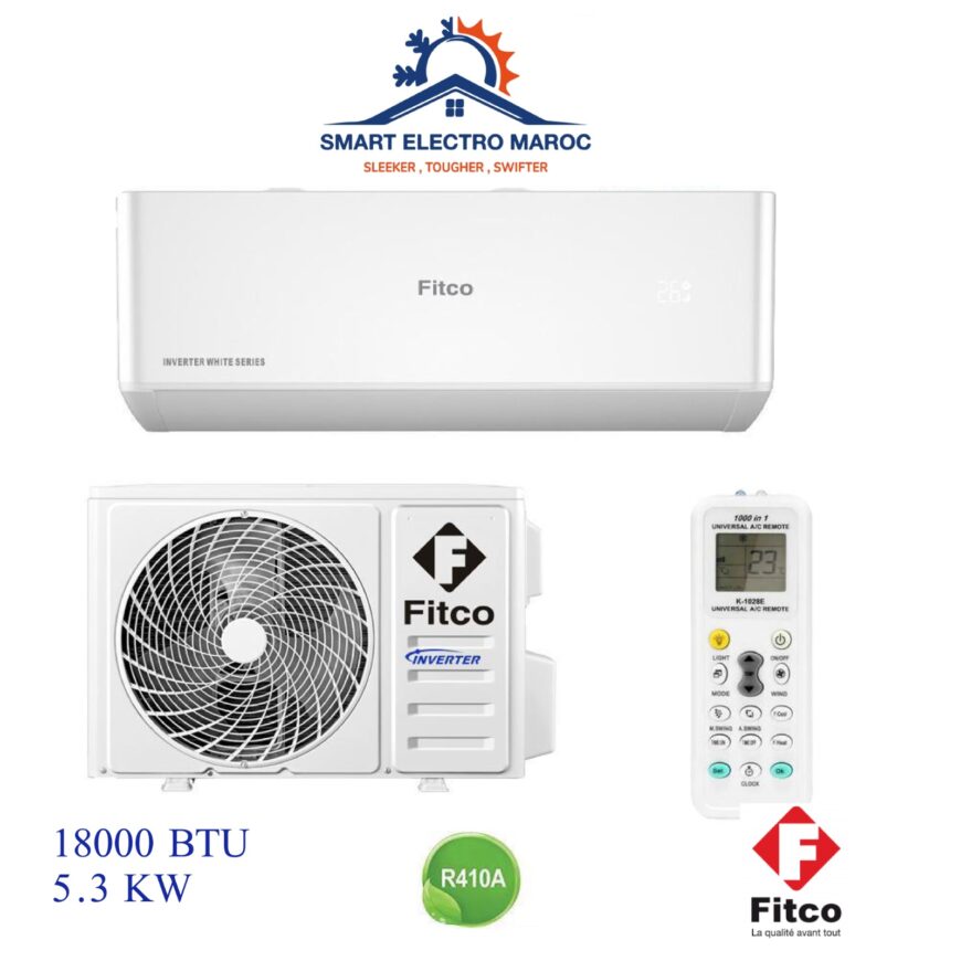 Climatiseur Fitco 18000 BTU Inverter, refroidissement performant et respectueux de l’environnement avec gaz R410.