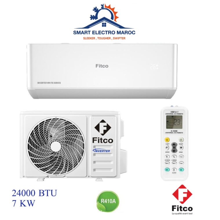 Climatiseur Fitco 24000 BTU Inverter, refroidissement puissant et respectueux de l’environnement avec gaz R410.