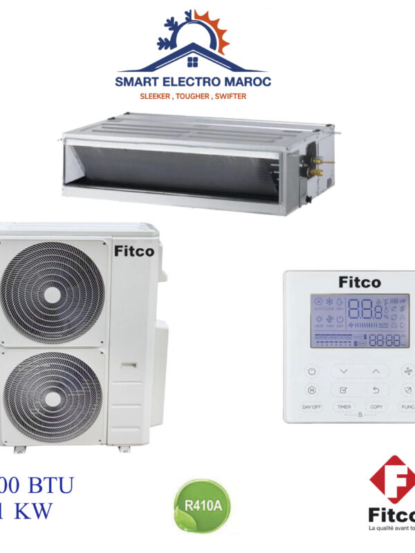 Climatiseur Gainable Fitco 48000 BTU 14.1 kW, pour très grandes surfaces, avec installation discrète et efficace.