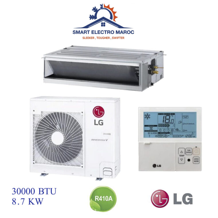 Climatiseur Gainable LG 30000 BTU Inverter 8.7 kW (ABNW30GM1S2), refroidissement éco-énergétique et discret.