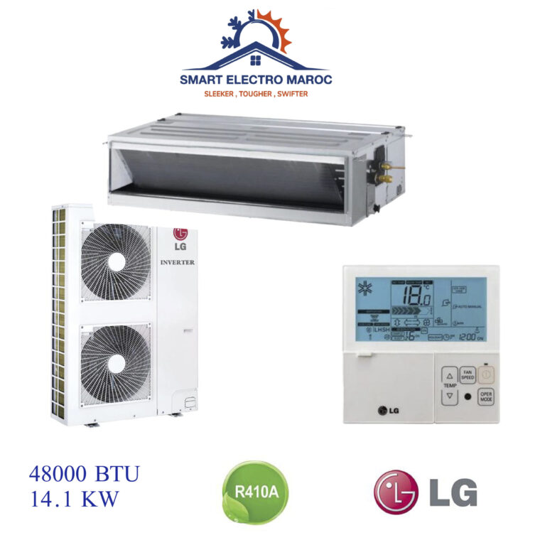 Climatiseur Gainable LG 48000 BTU Inverter 14.1 kW (ABNW50LM3S2), refroidissement éco-énergétique et discret.