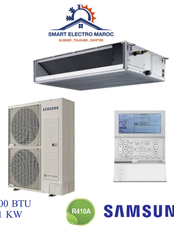 Climatiseur Gainable Samsung 48000 BTU Inverter 14.1 kW, refroidissement performant pour très grandes surfaces.