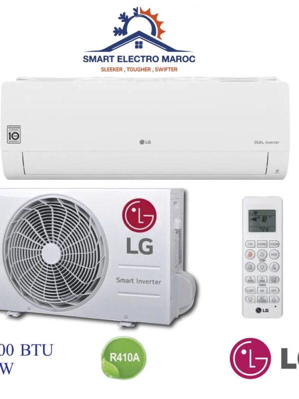Climatiseur LG 24000 BTU Dual Inverter, puissant et respectueux de l’environnement, avec haute performance et faible consommation.