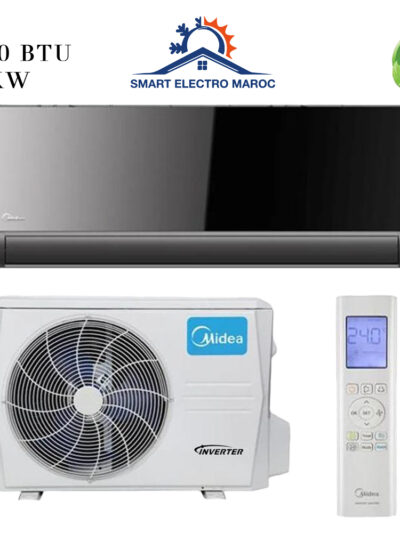 Climatiseur Midea 18000 BTU Inverter Black Mirror, performance et design moderne.