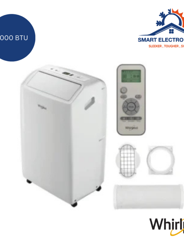 Climatiseur Mobile Whirlpool 9000 BTU, refroidissement rapide et flexible au Maroc.