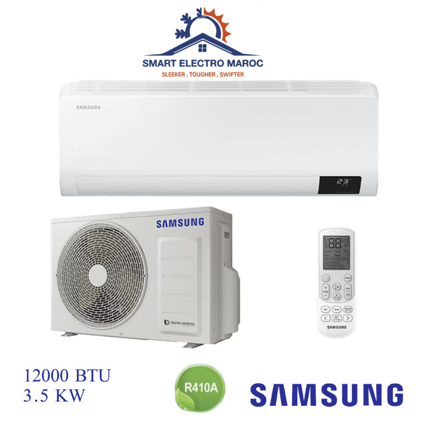 Climatiseur Samsung Digital Inverter 12000 BTU, refroidissement efficace et silencieux avec gaz R410.