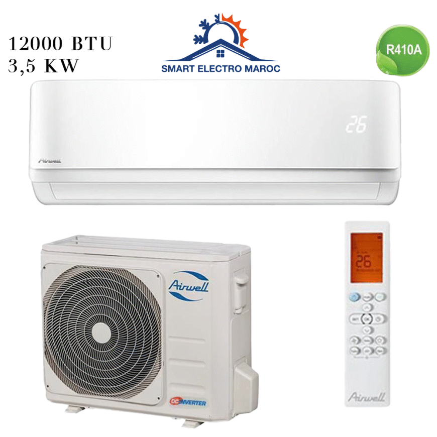 Climatiseur Split Mural Airwell 12000 BTU Inverter, puissant et écoénergétique.