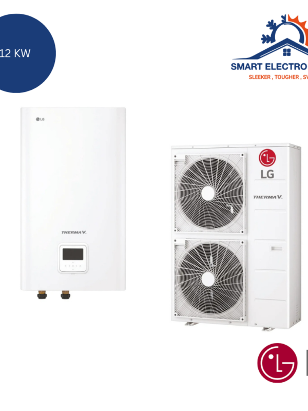 Pompe à chaleur LG Therma V 12 kW triphasé 380V avec hydro kit, efficacité énergétique maximale.