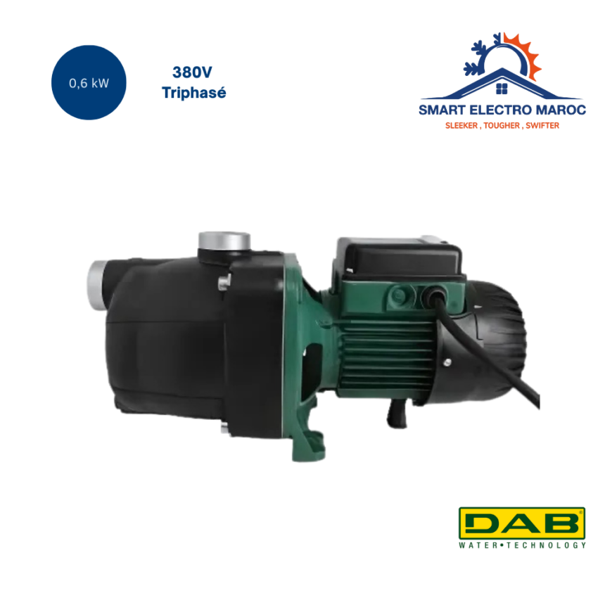 Pompe centrifuge DAB JET 82 T 0,6 kW, moteur triphasé 380V, pour des applications variées.